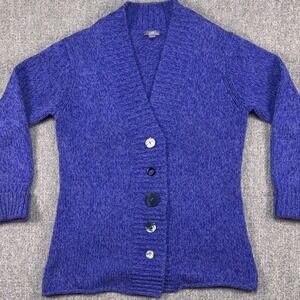 J.Jill Blue Chunky Knit Button Front‎ Cardigan Sweater Size S